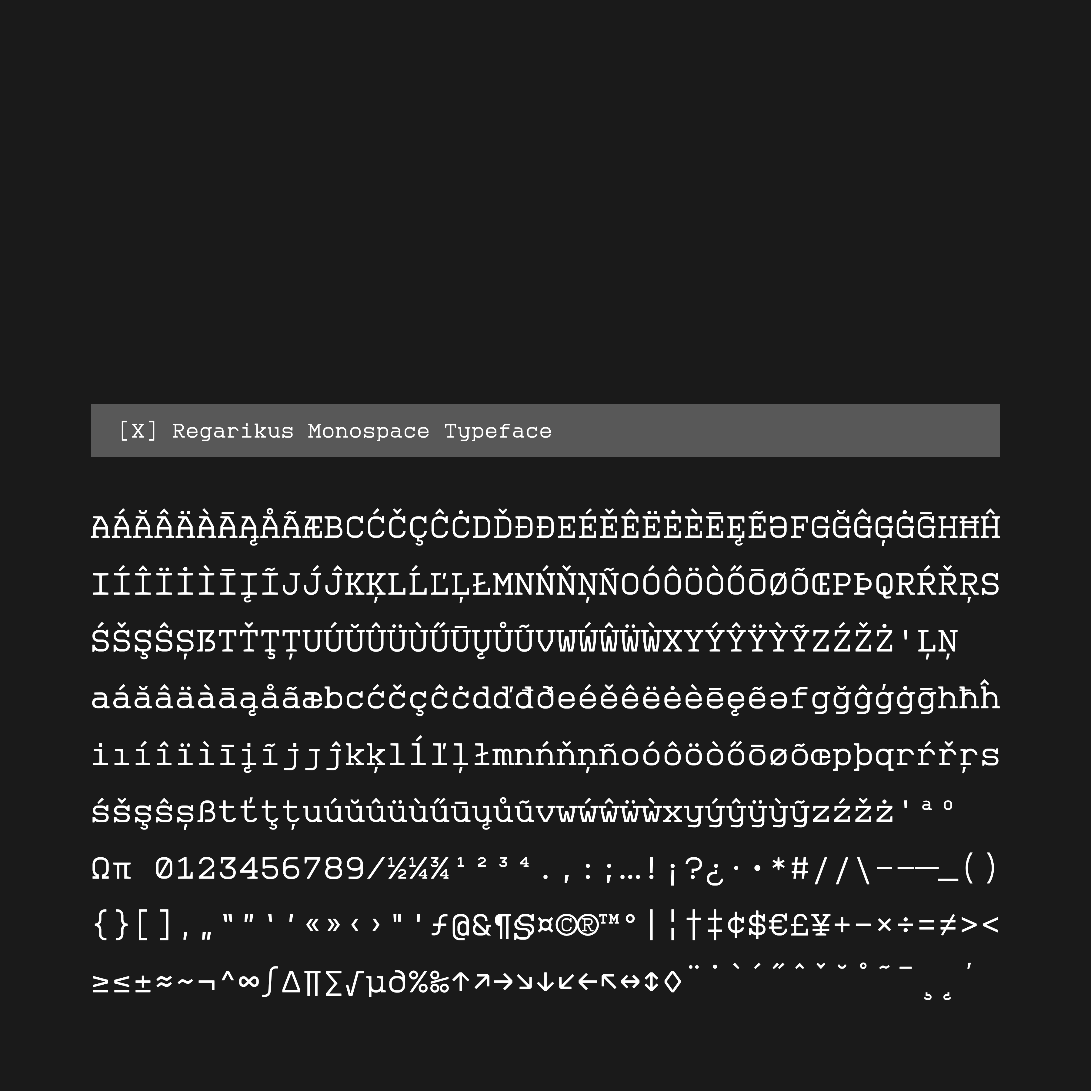 REGAR MONOSPACED FONT FAMILY
