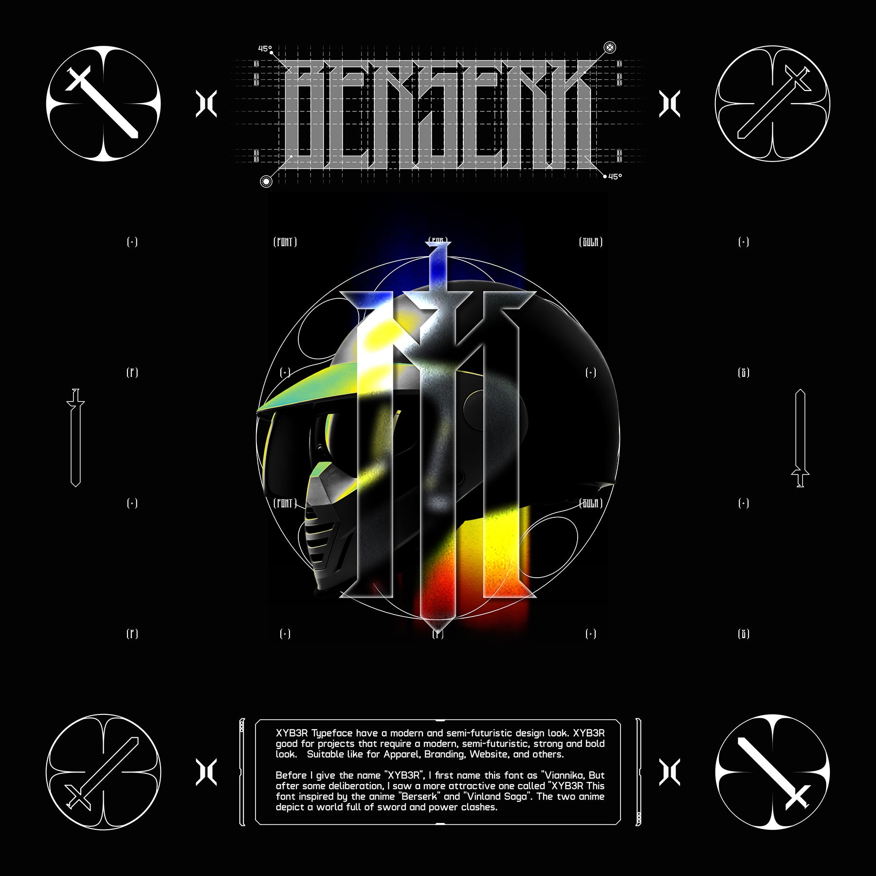 XYB3R Typeface - secret-cache