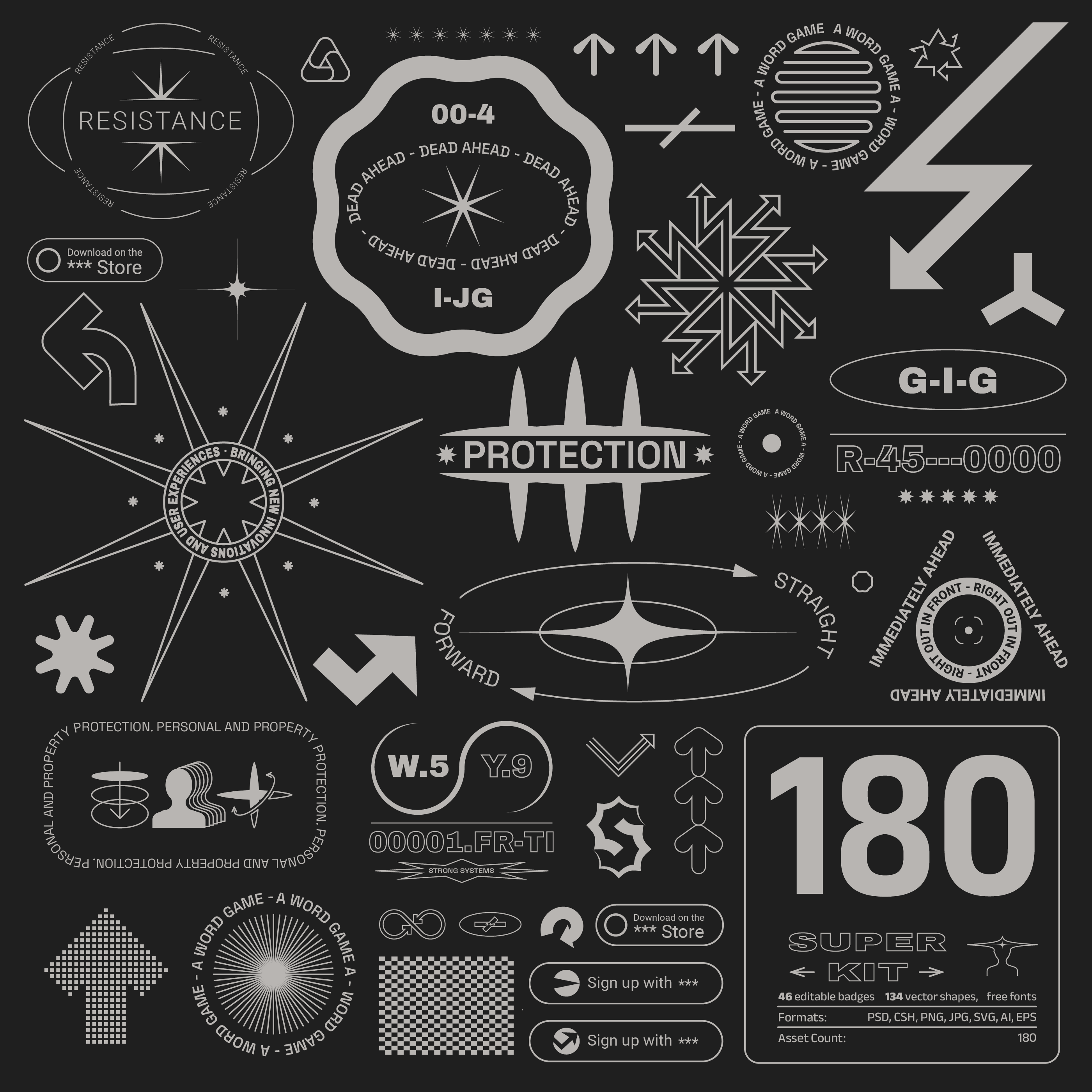 Editable Logo Badge, Shapes Kit - secret-cache