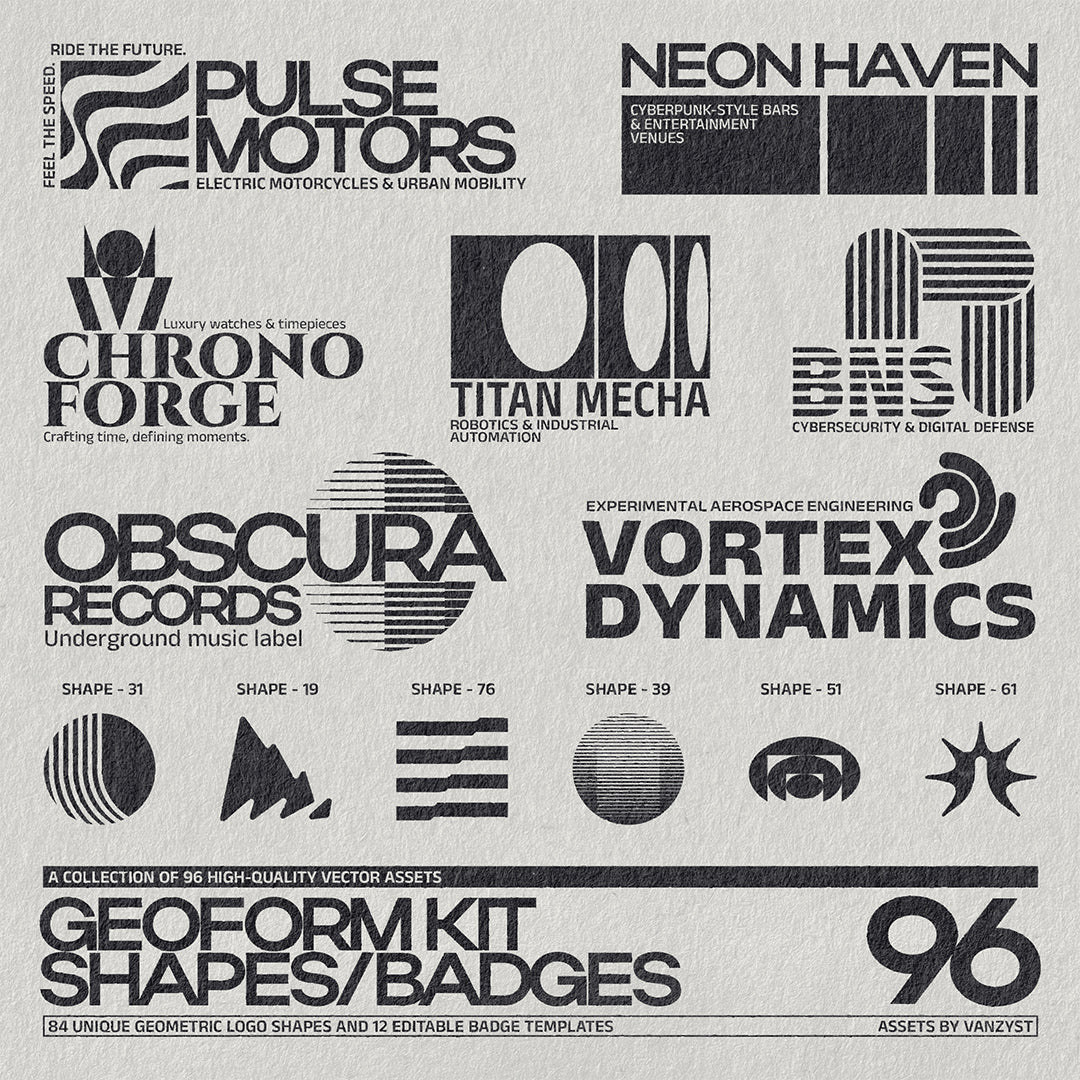 GeoForm Kit - 96 Shapes, Badges - secret-cache