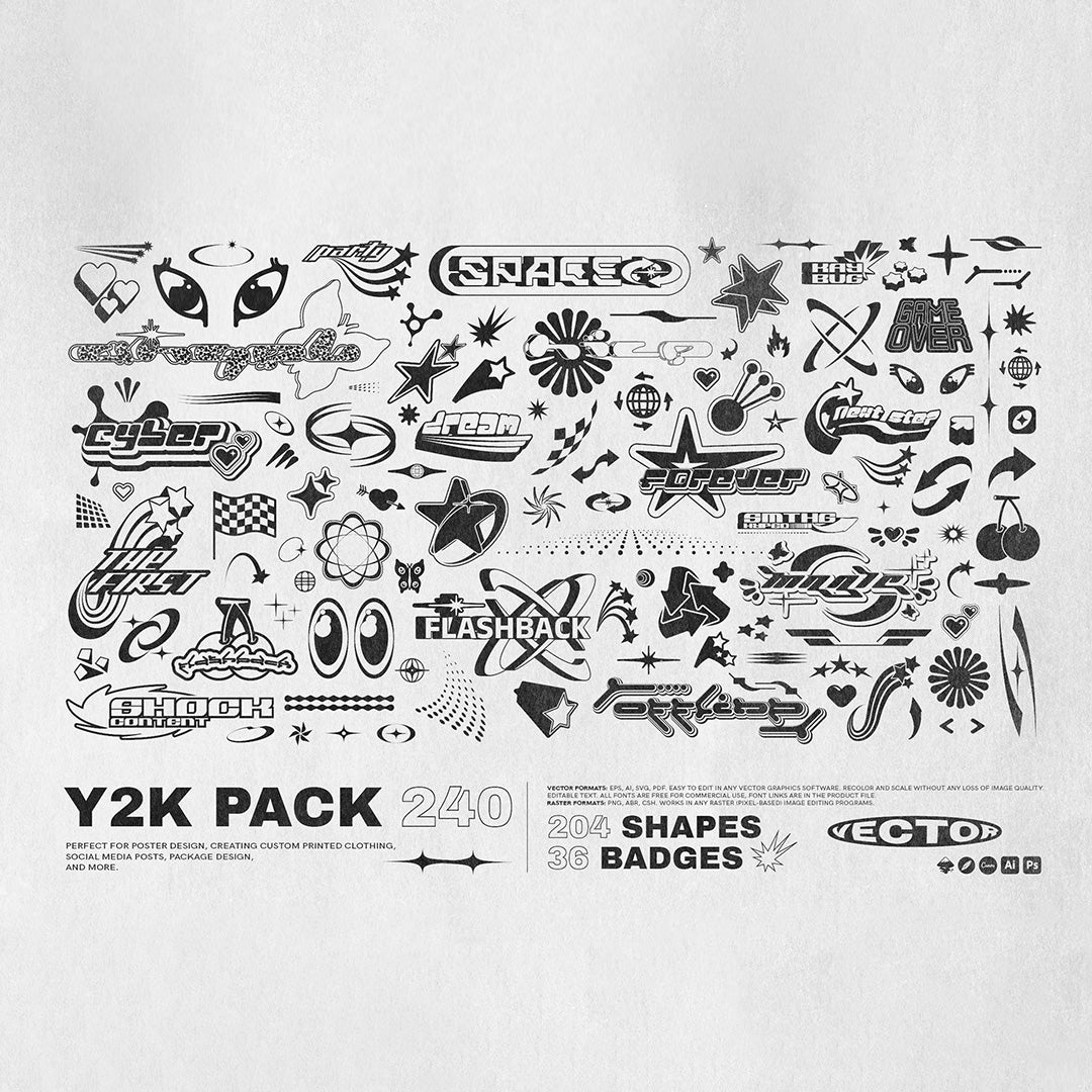 Y2K 240 Shapes Badges Graphic Styles - secret-cache