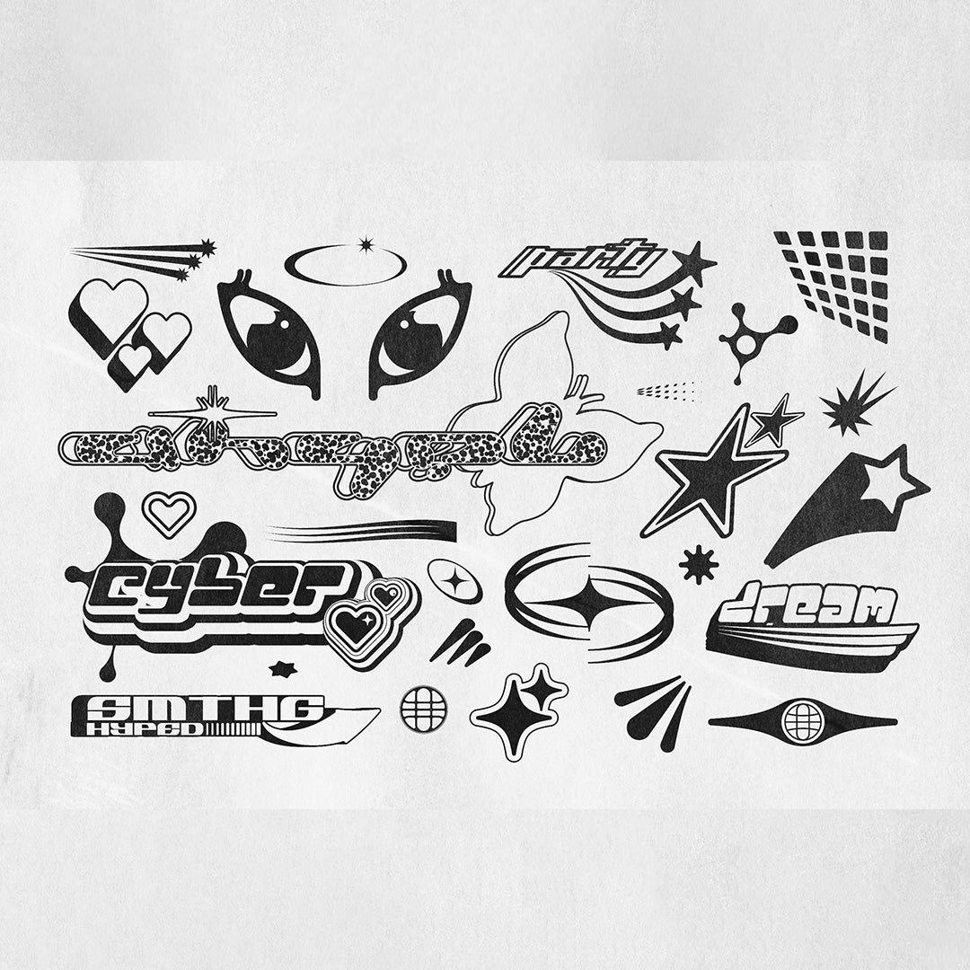 Y2K 240 Shapes Badges Graphic Styles - secret-cache