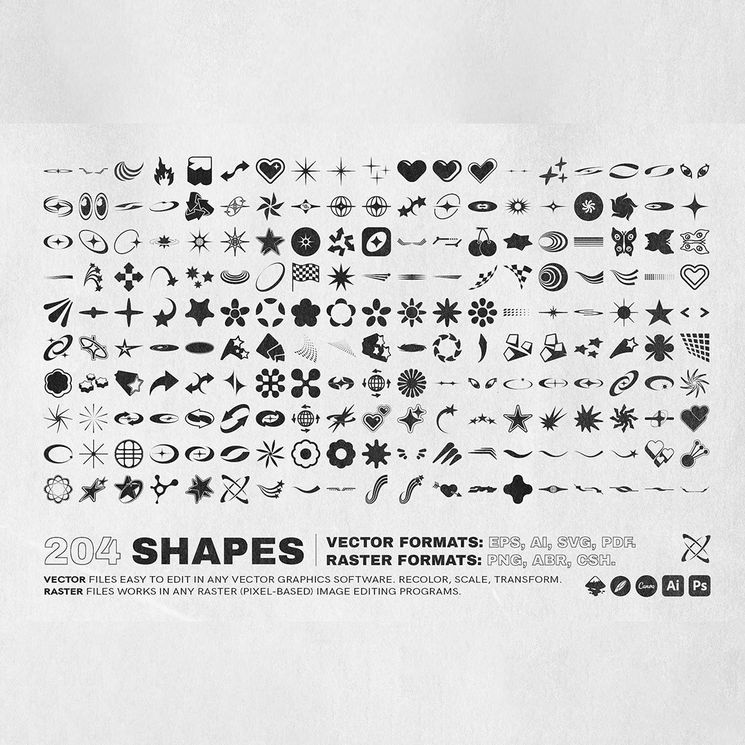 Y2K 240 Shapes Badges Graphic Styles - secret-cache