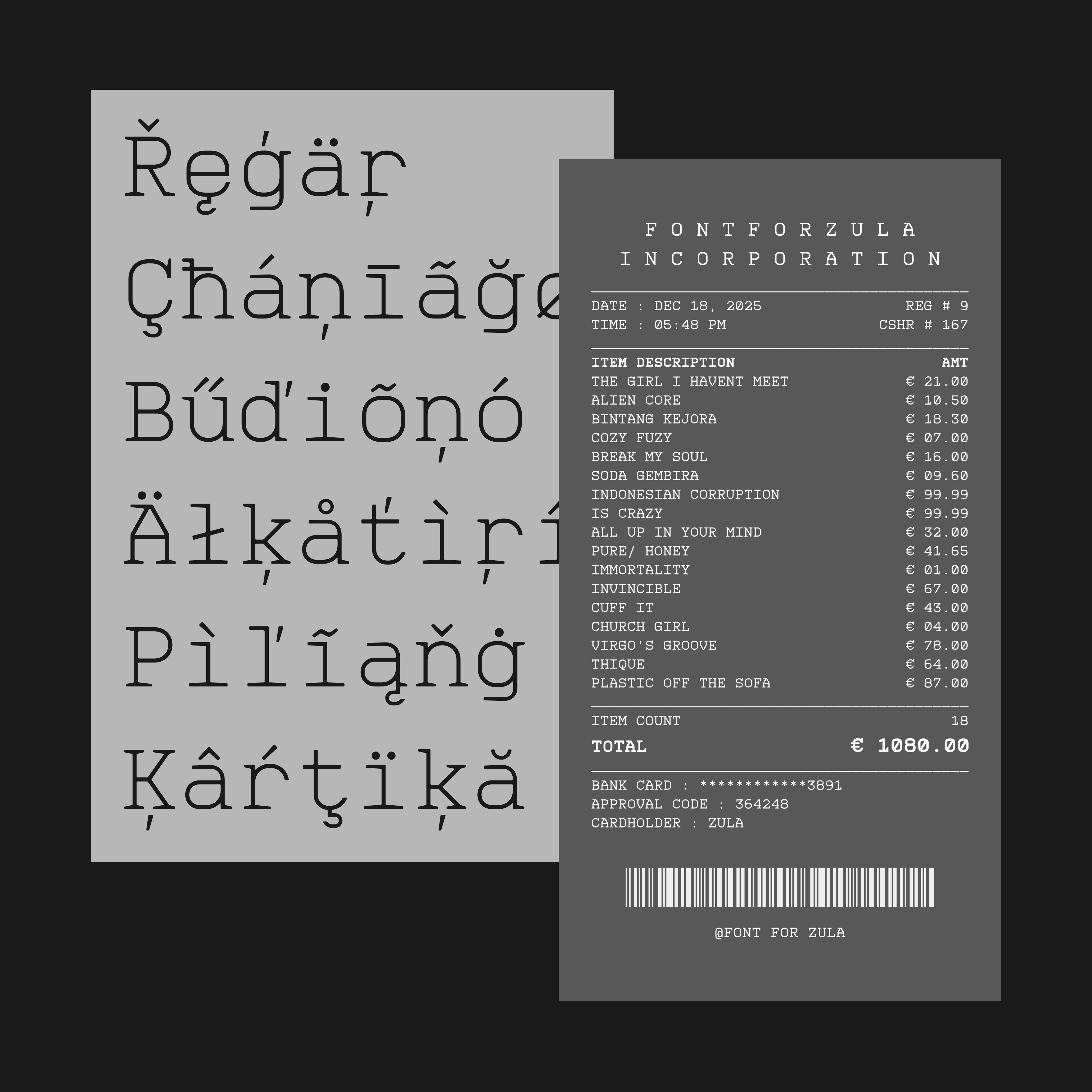 REGAR MONOSPACED FONT FAMILY