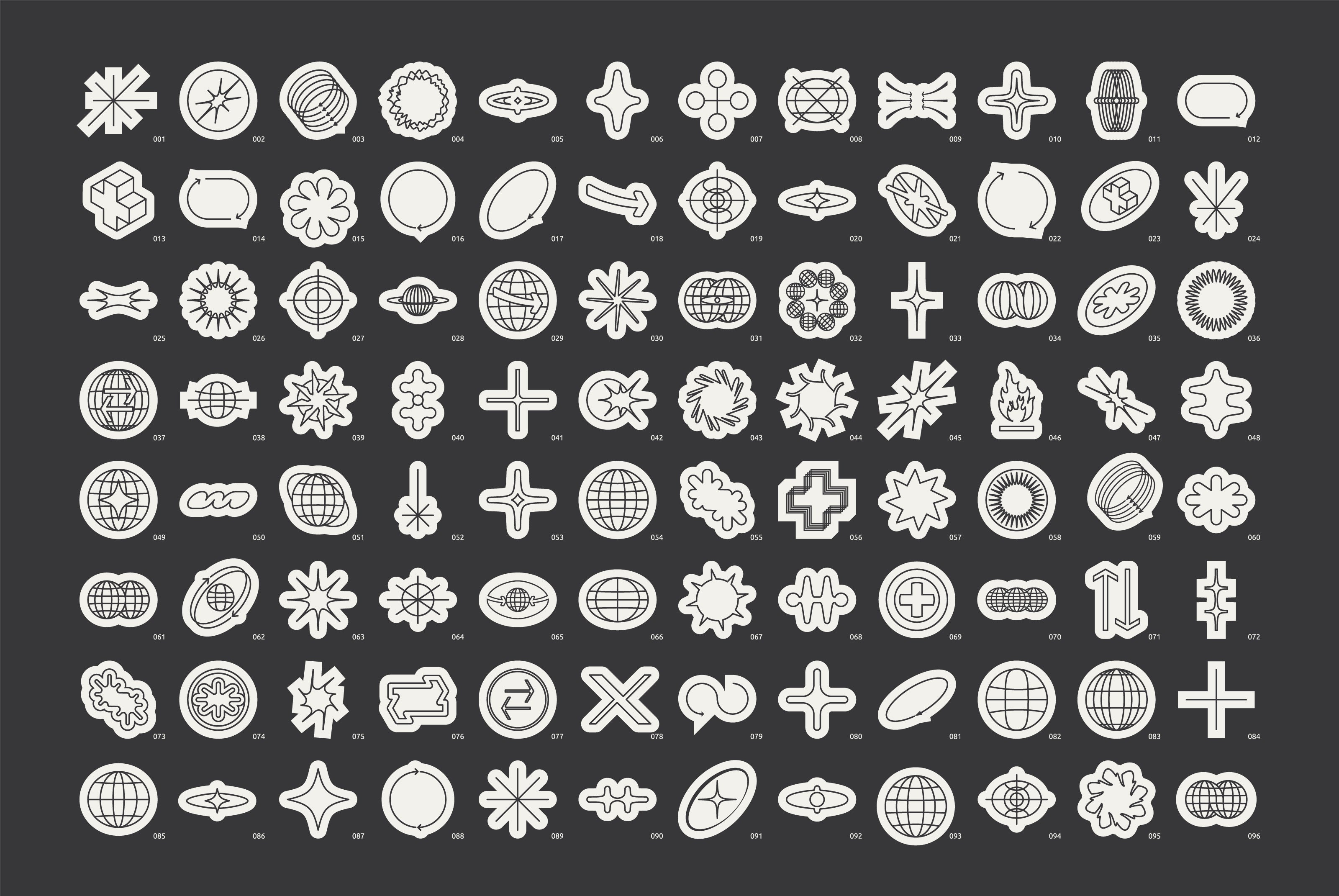 96 Linear Vector Shapes. Part 1