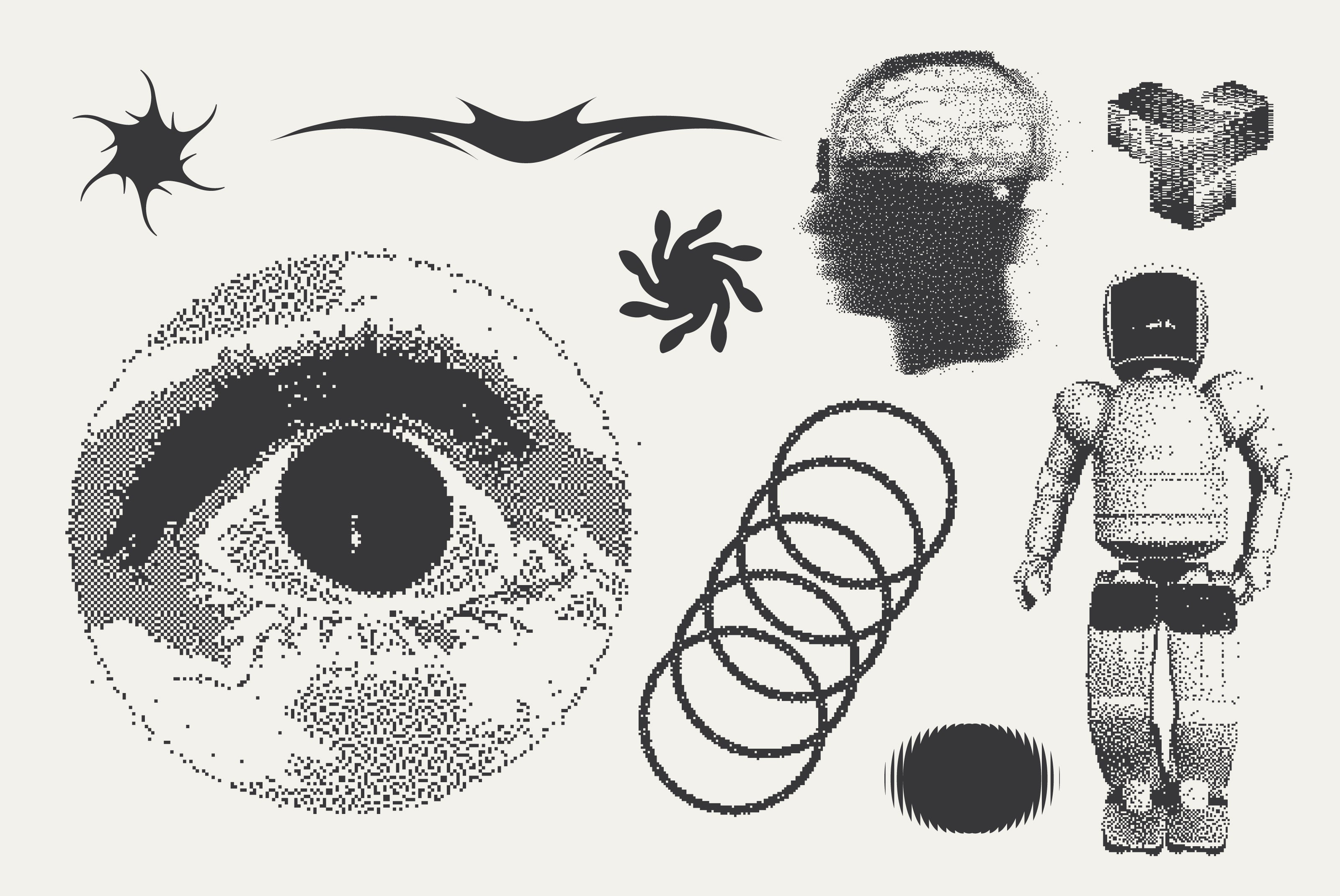 82 Vector Dither Y2K Shapes Pack