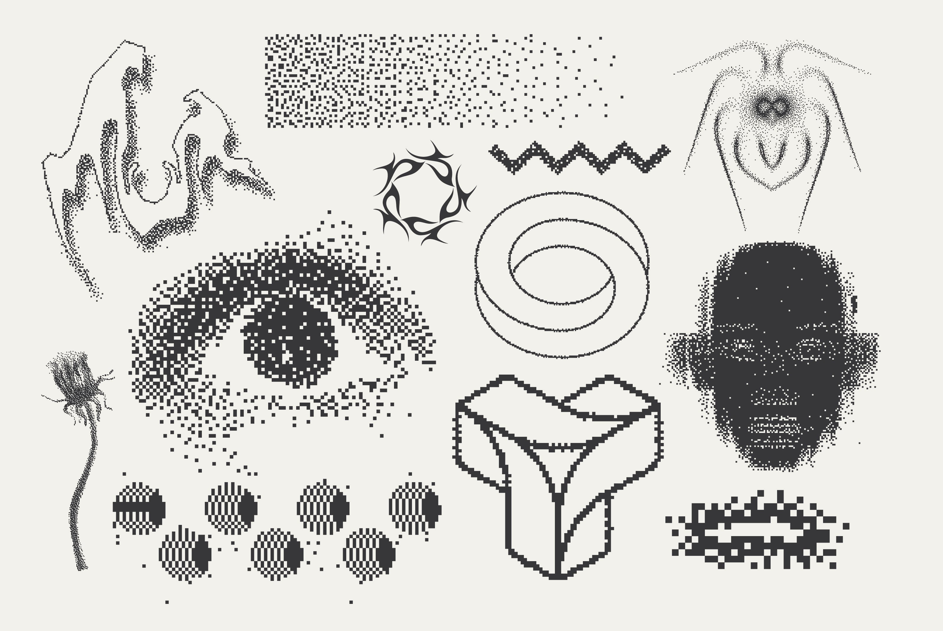 82 Vector Dither Y2K Shapes Pack