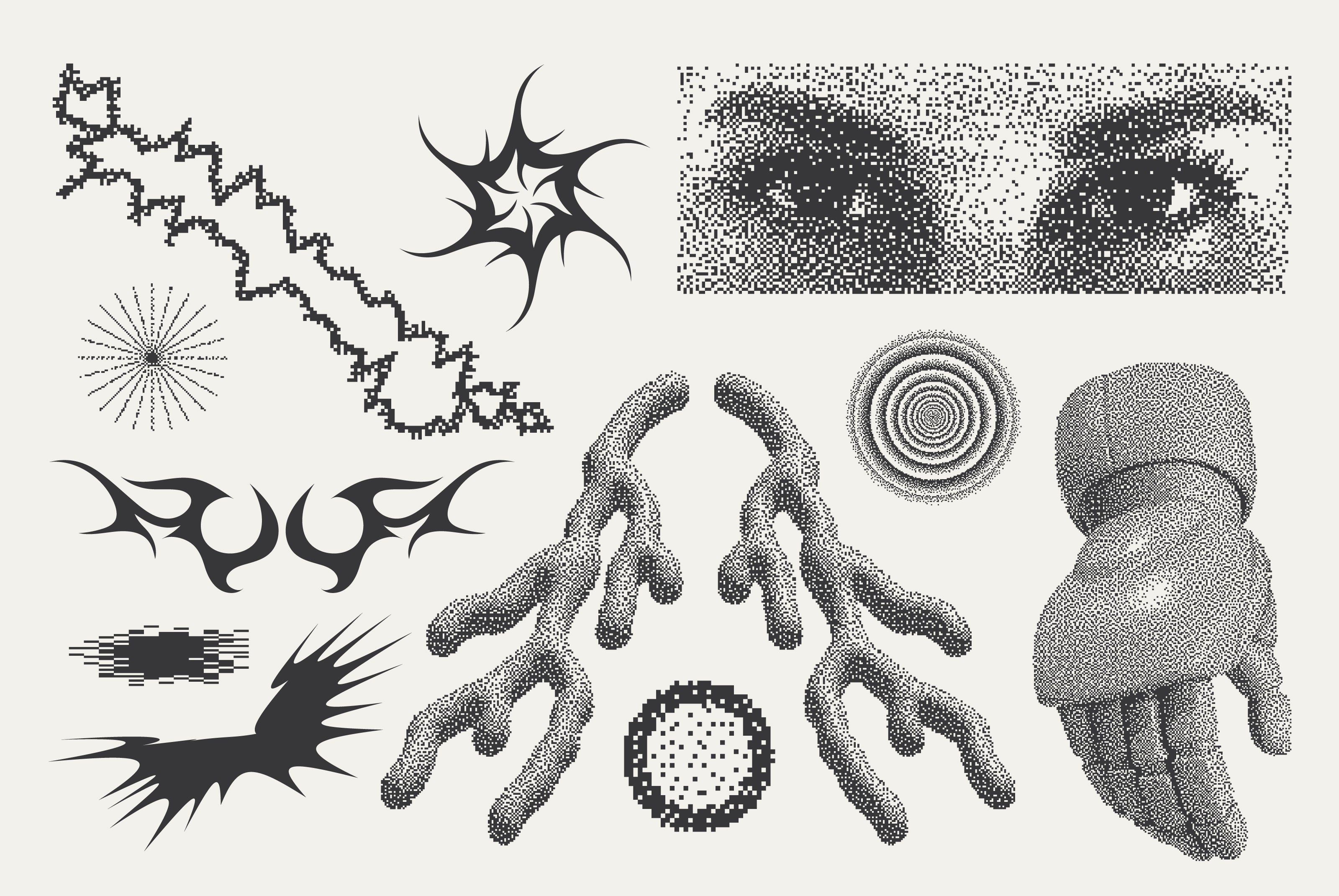 82 Vector Dither Y2K Shapes Pack