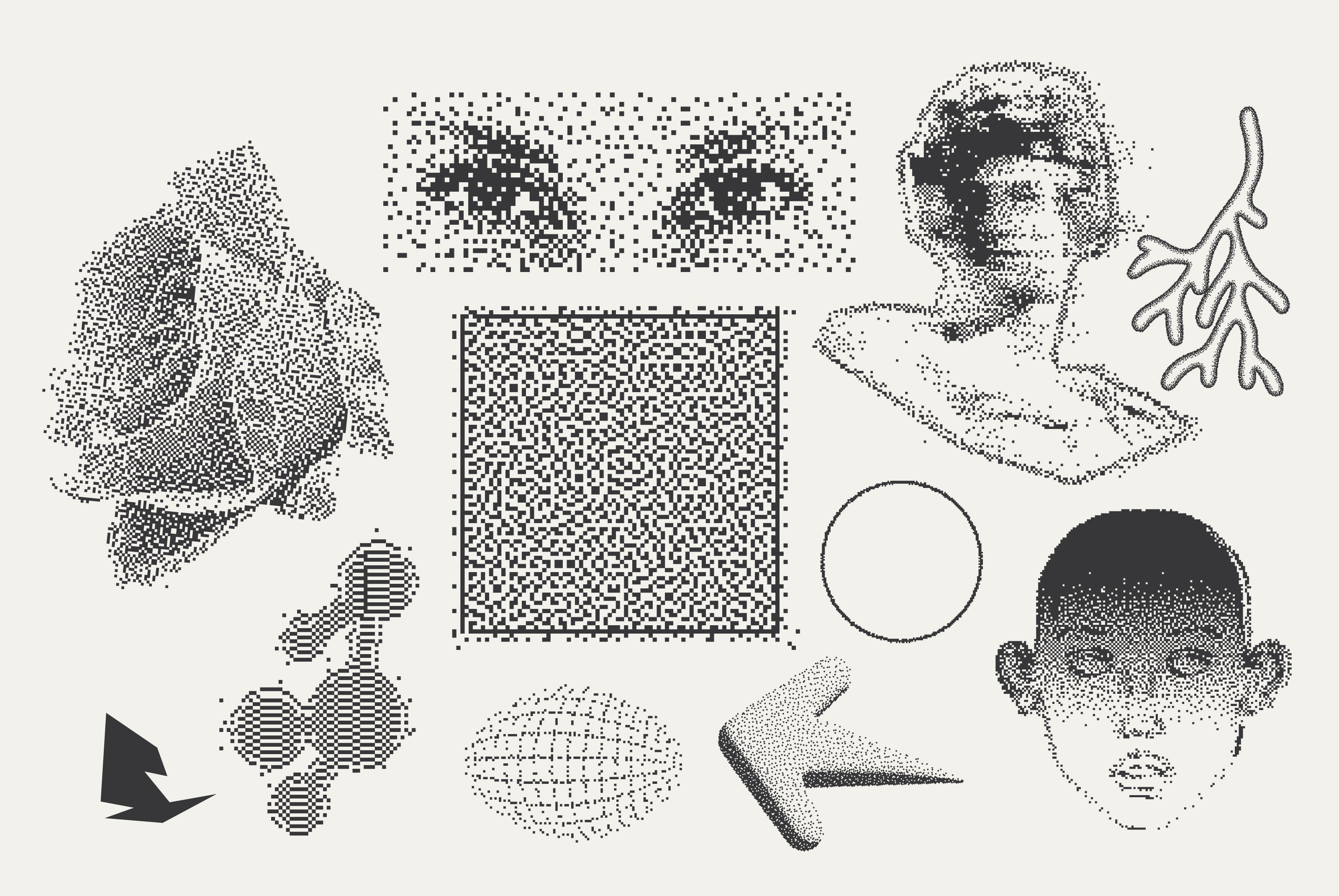 82 Vector Dither Y2K Shapes Pack