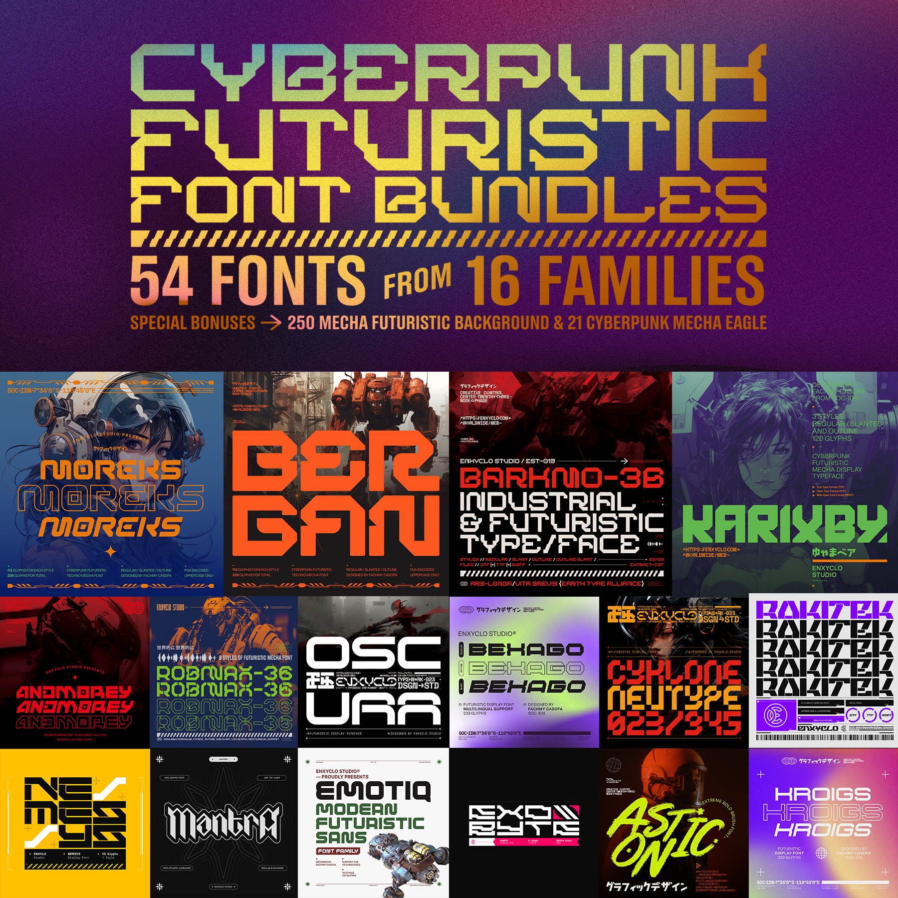 Cyberpunk Futuristic Font Bundle - secret-cache