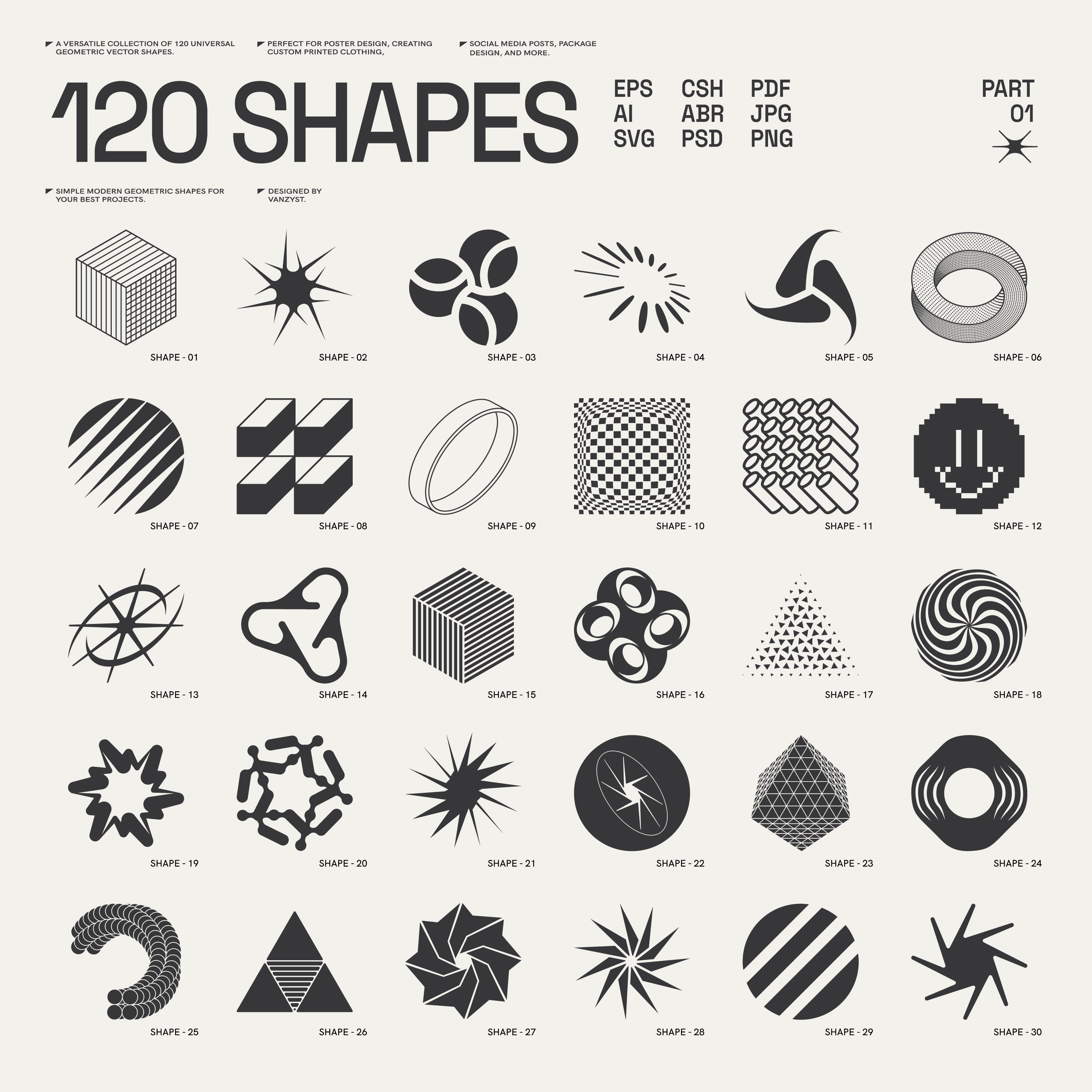 120 Abstract Geometric Shapes. Part 1 - secret-cache